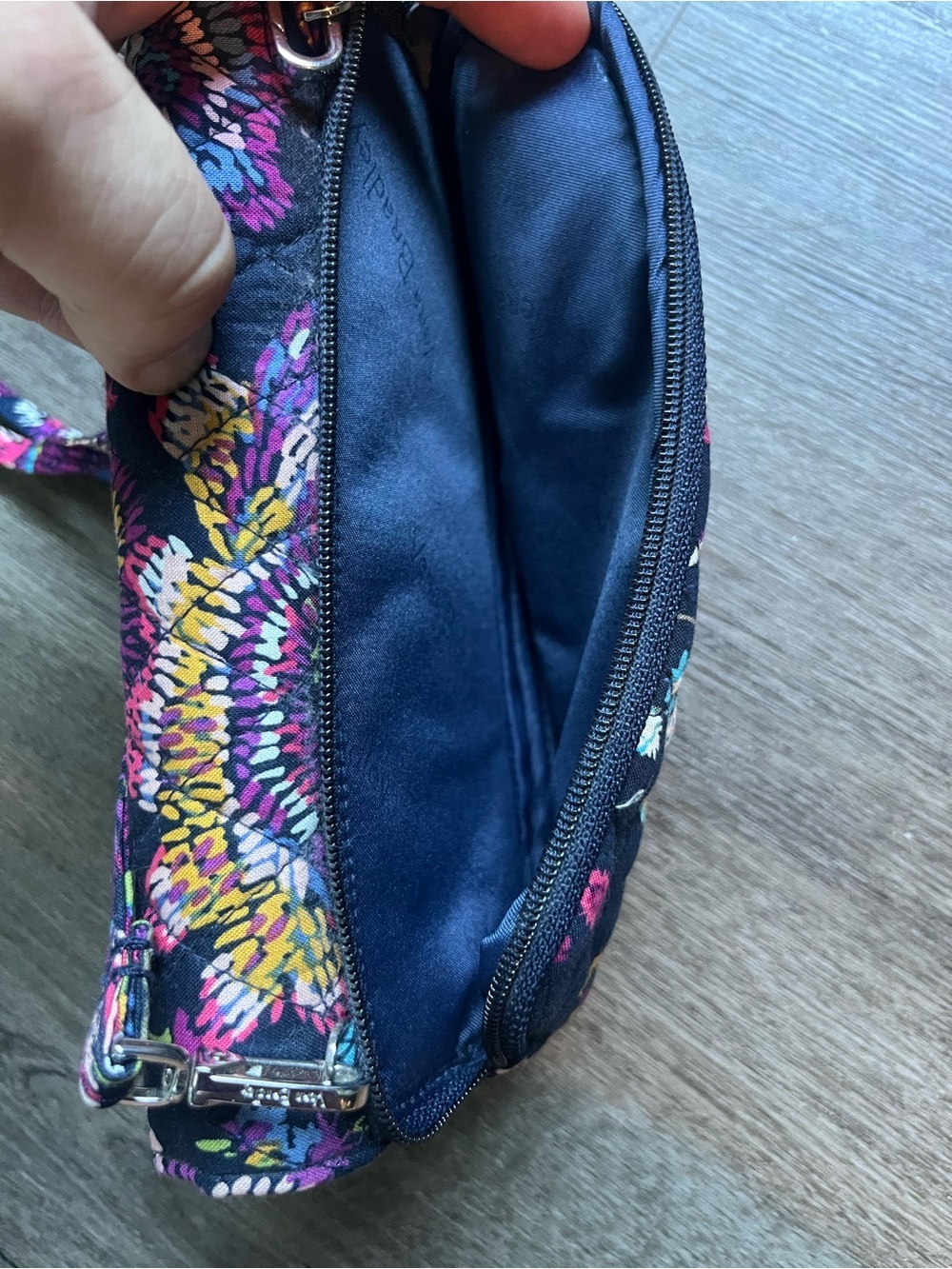 Vera Bradley Navy Floral Quilted Crossbody Wallet - Picture 6 of 7